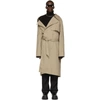 BALENCIAGA BEIGE COTTON DRILL OFF-SHOULDER TRENCH COAT