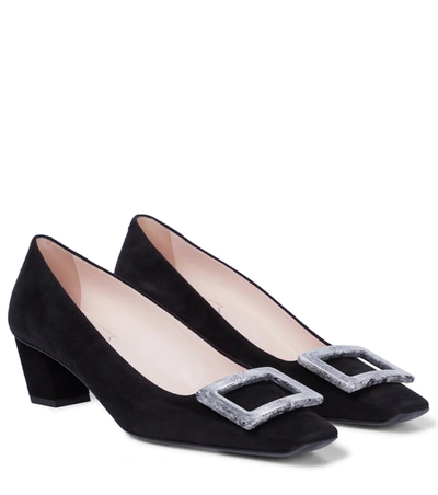 Roger Vivier Belle Vivier 45 Suede Pumps In 黑色