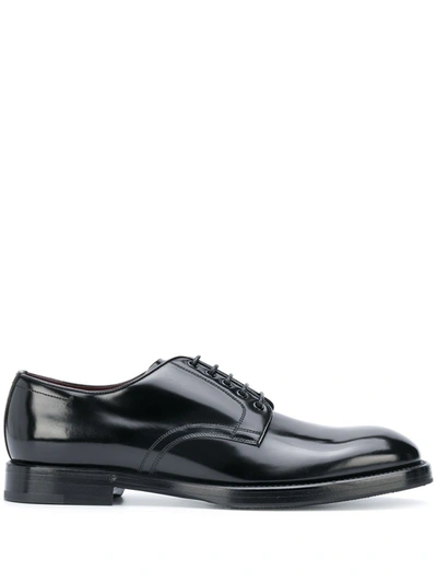 Dolce & Gabbana Polished-leather Derby Shoes In Black