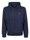 Polo Ralph Lauren Logo-embroidered Cotton-blend Jersey Zip-up Hoodie In Blue Heather