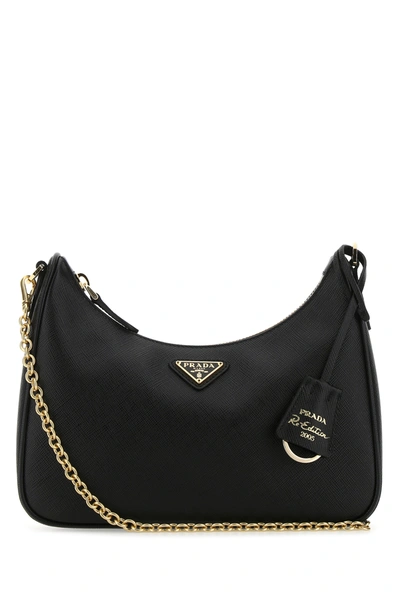 Prada Black Leather Re-edition 2005 Handbag Nd  Donna Tu