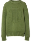 BURBERRY LOGO EMBLEM KNIT SWEATER SAGE GREEN