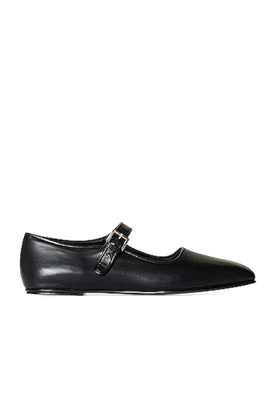 The Row Ava Leather Mary Jane Flats In Black