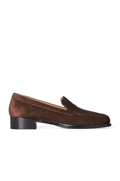 The Row Garcon Suede Loafers In Mocha