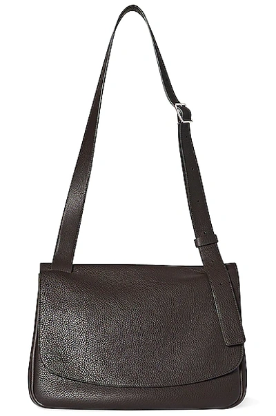 The Row Mail Small Textured-leather Shoulder Bag In Black