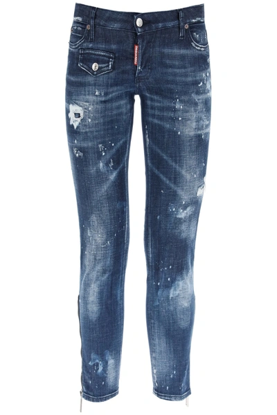 Dsquared2 Jennifer Cropped Jeans With Zip In Blue