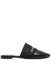 GIVENCHY WOMAN 4G FLAT MULES IN BLACK LEATHER,BE2012E130 001