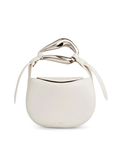 Chloé Small Kiss Bag In Fine-grained Calfskin In White