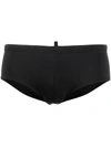 Dsquared2 Black Swimming Trunks With Rear Maple Leaf Print In Black