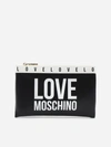 LOVE MOSCHINO HAMMERED WEAVE CLUTCH WITH CONTRASTING LOGO PRINT,JC4185PP1DLI0 -000