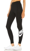 Nike Black Sportswear Essential High Waisted Leggings In Black & White