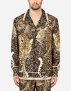 DOLCE & GABBANA DOLCE & GABBANA SHIRTS - SILK PAJAMA SHIRT WITH LEOPARD PRINT