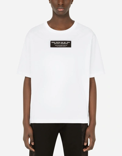 Dolce & Gabbana Cotton T-shirt With Rubberized Patch In White