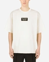 DOLCE & GABBANA PRINTED COTTON T-SHIRT WITH PATCH EMBELLISHMENT