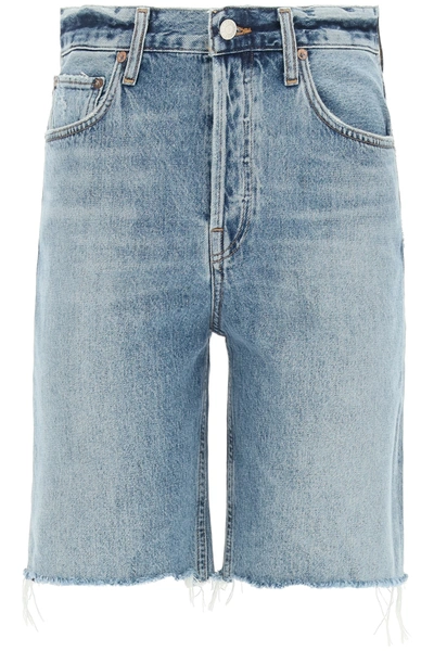 Agolde Ira Mid-rise Denim Shorts In Blue