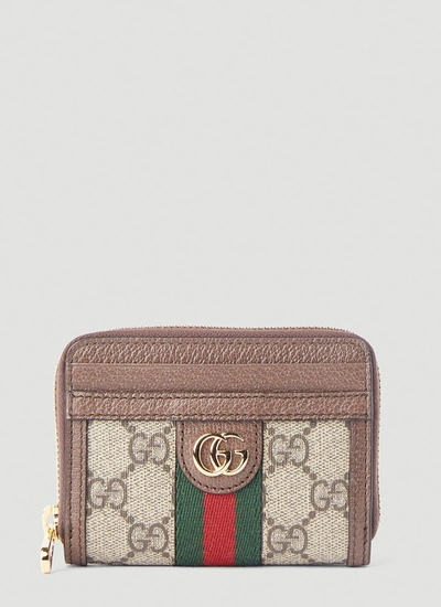 Gucci Ophidia Gg Card Case In Brown