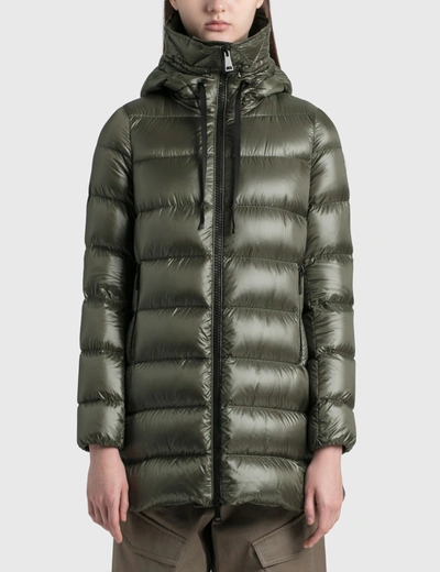 Moncler Suyen A-line Quilted-down Coat In Green