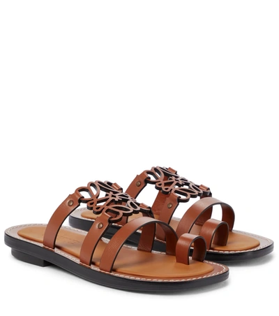 Loewe 10mm Anagram Leather Thong Sandals In Brown