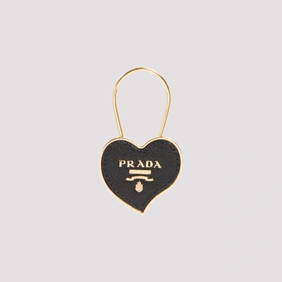 Prada Heart-shaped Keychain In Black