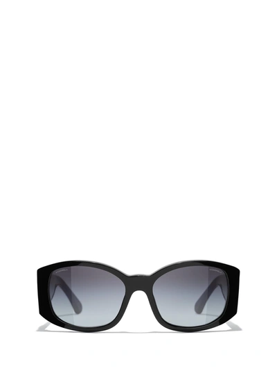 Pre-owned Chanel Rectangle Sunglasses In Black
