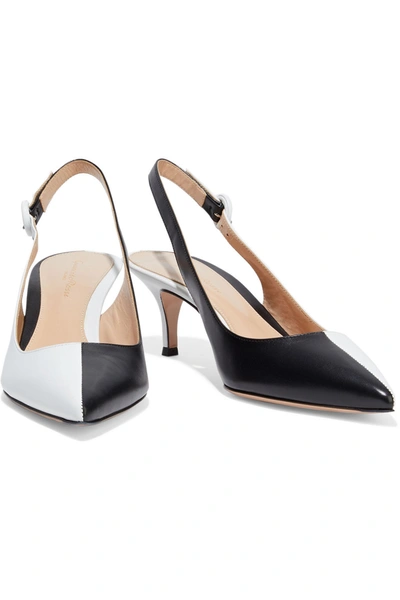 Gianvito Rossi Arleen 55 Two-tone Leather Slingback Pumps In Black