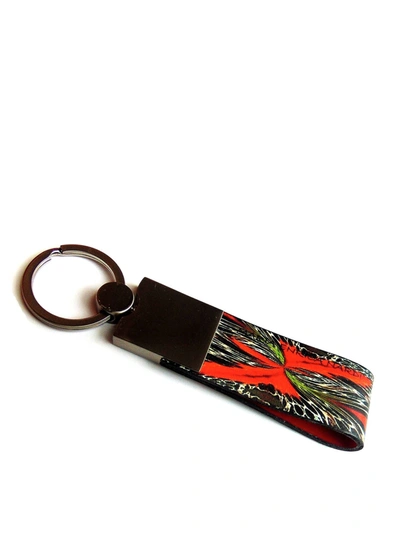 Maria Enrica Nardi Macula Rossa Leather And Steel Key Holder In Red