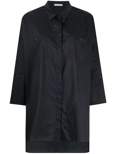 12 Storeez Oversized Cotton Shirt In 黑色