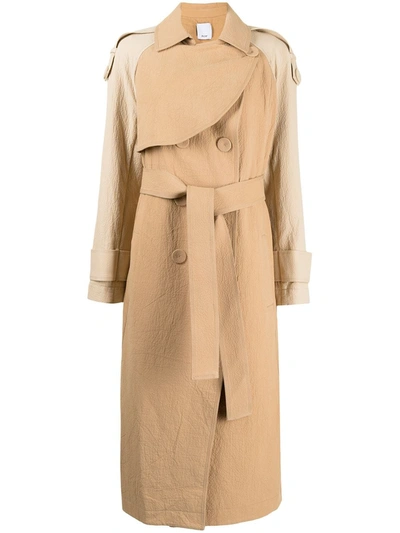 Acler 'newton' Colourblock Cotton Trench Coat In Neutral
