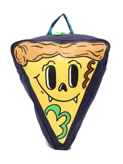 Stella Mccartney Pizza Slice Canvas Backpack In 蓝色