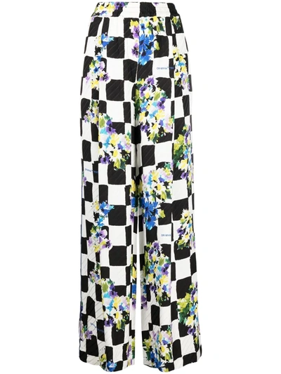 Off-white High-waisted Checked Trousers In 白色