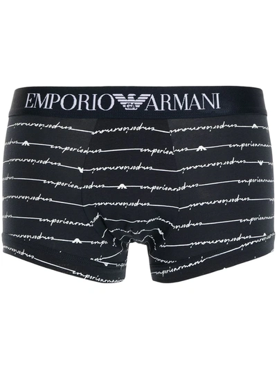 Emporio Armani Striped Logo-print Boxers In 黑色