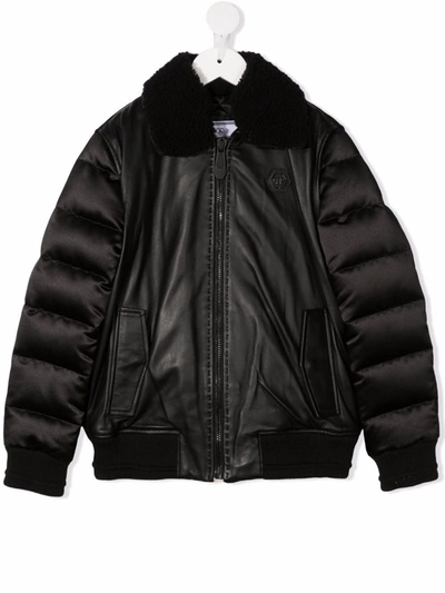 Philipp Plein Iconic Plein Padded-panel Bomber Jacker In 黑色