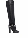 Philipp Plein Buckle-detail Knee-high Boots In Black