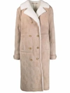 Philipp Plein Monogram-embossed Long Shearling Coat In 中性色