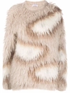 Brunello Cucinelli Paisley Fur-effect Sweater In 中性色