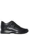 Hogan Interactive Black Leather Sneakers In Black