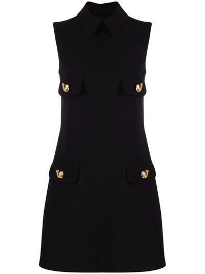 Moschino Button-embellished Sleeveless Dress In Black