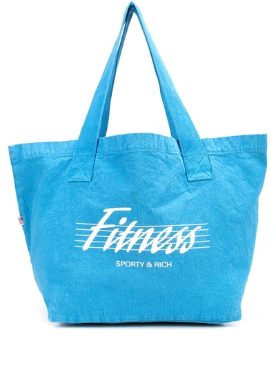 Sporty And Rich Fitness Logo Tote Bag In 蓝色