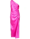 Michelle Mason One-shoulder Silk Dress In 粉色