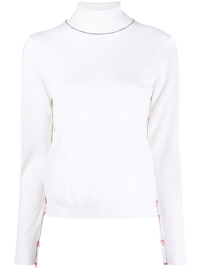 Maison Margiela Contrast-stitch High-neck Jumper In Nude & Neutrals