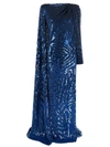 JENNY PACKHAM CAPE-EFFECT SEQUINNED GOWN