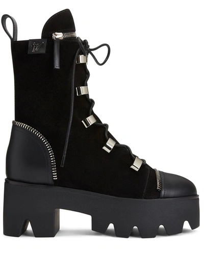 Giuseppe Zanotti Juliett Platform Hiking Boots In Black