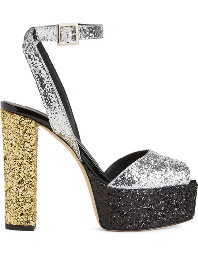 Giuseppe Zanotti Betty 140mm Glitter-embellished Sandals In Silver