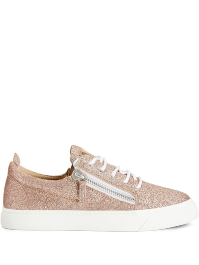 Giuseppe Zanotti Nicki Glitter-finish Sneakers In Beige