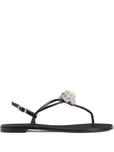 Giuseppe Zanotti Crystal-embellished Sandals In 黑色