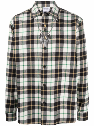 Marcelo Burlon County Of Milan Cotton Checker-print Shirt In Beige