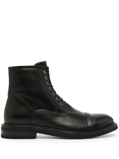 Malone Souliers Bryce Leather Lace-up Boots In 黑色