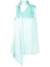 Lapointe Drapiertes Oberteil Aus Satin Mit Asymmetrischer Schulterpartie In 蓝色