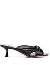 Jimmy Choo Avenue 50 Knotted Leather Mules In 黑色