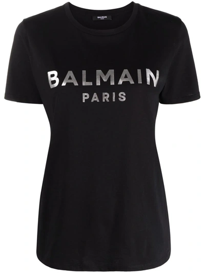 Balmain Women T-shirt With Print In Black